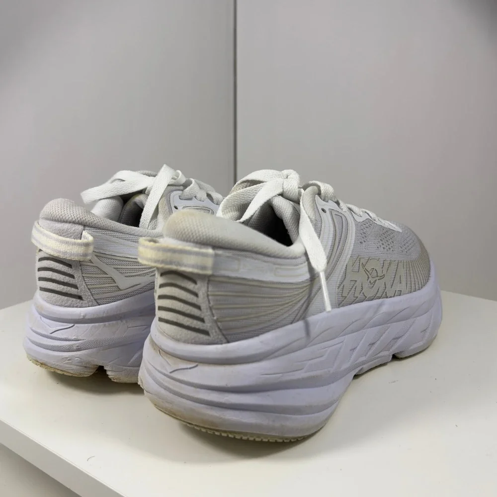 Hoka One Bondi 7 Women Size 8 White/ Grey Running Shoes 1110519 Cushion Comfort